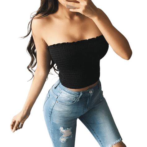 Sexy Women Strapless Off Shoulder Elastic Tube Tops Bra Blouse Ladies Solid Ruched Bandeau