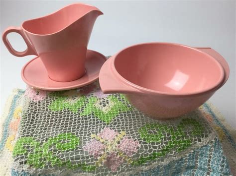 Vintage Boontonware Pink Winged Sugar Bowl Somerset Creamer Set Boonton EBay