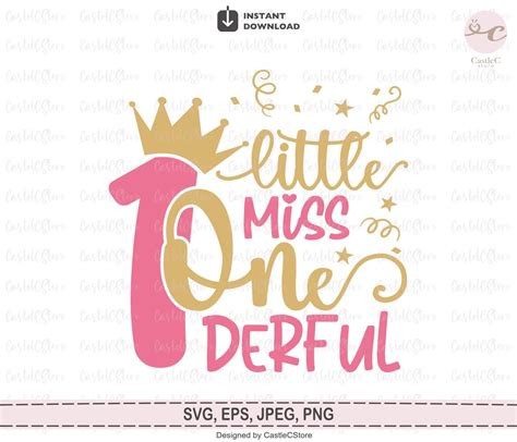 Little Miss One Derful Svg First Birthday 1st Birthday Svg Etsy Canada