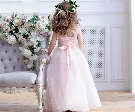 Blush Flower Girl Dress Junior Bridesmaid Dress Pink Lace Etsy