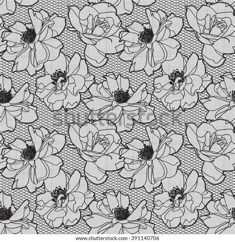 Black White Rose Lace Design Background Stock Illustration 391140706
