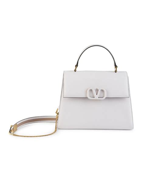 Valentino V Sling Grain Leather Top Handle Bag In White Lyst