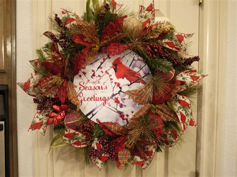 Christmas Cardinal Wreath Merry Christmas Free Shipping Etsy
