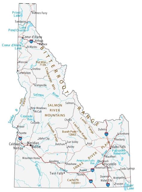 Idaho Lakes And Rivers Map Gis Geography