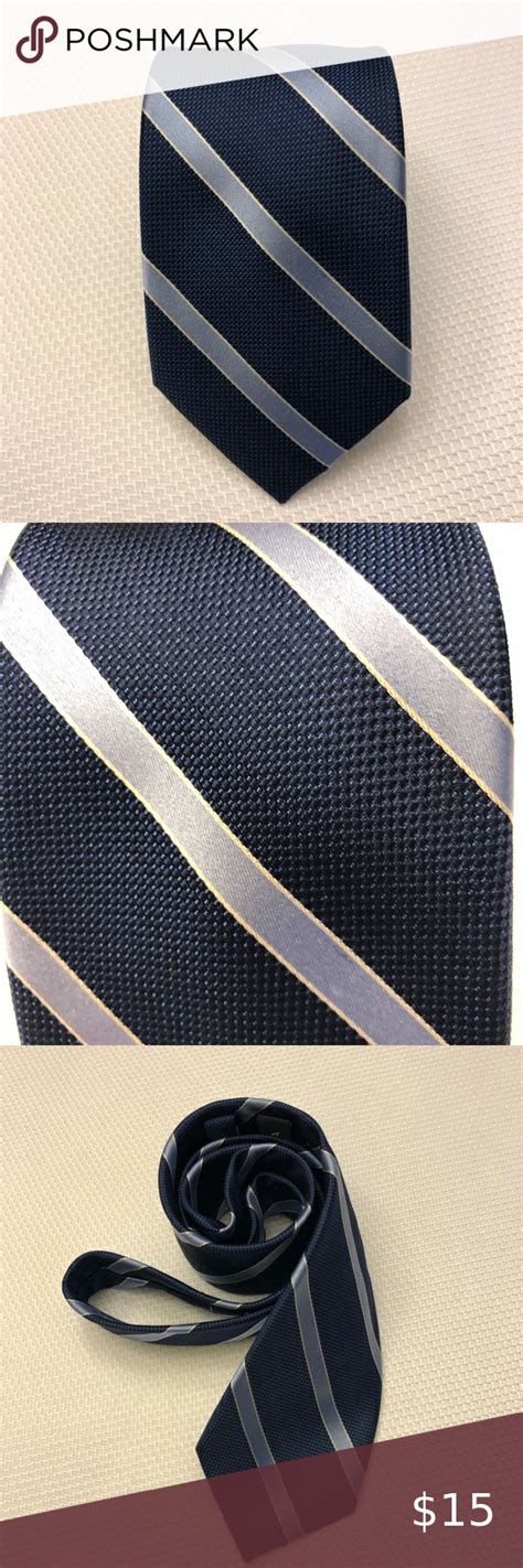Nautica Blue Striped Silk Blend Tie Nautica Mens Tie Dark Blue With