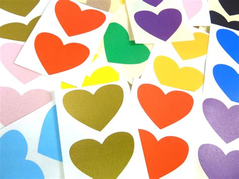 50x37mm Heart Shaped Colour Code Labels Coloured Sticky Self Adhesive