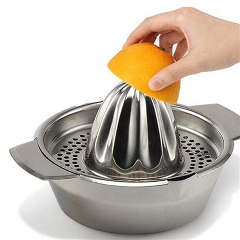 squeezer juicer lemon fruit manual strainer stainless steel bowl quality squeezers mouse zoom