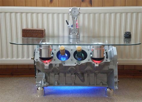 Engine Block Coffee Table With Bar