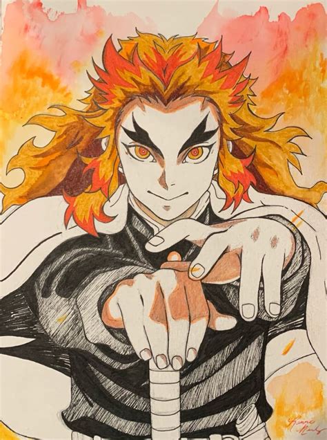 Flame Hashira Fire Painting Drawings Anime Fanart