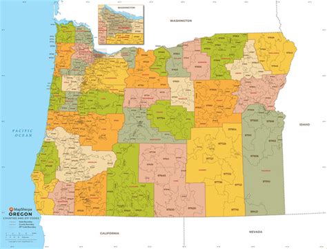 Oregon Zip Code Map With Counties American Map Store