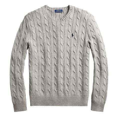 Polo Ralph Lauren Cotton Cable Knit Sweater Grey Heather The Sporting