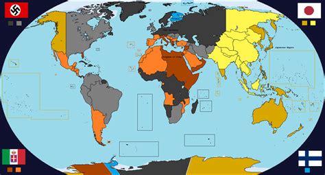 Axis Powers Victory Political Map Of The World1950 By