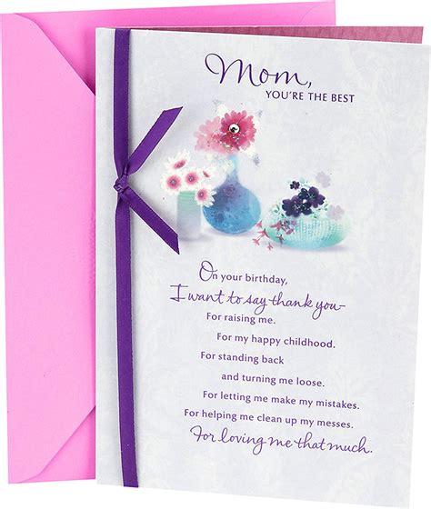 Hallmark Birthday Greeting Card To Mother Flowers With Vases Amazon