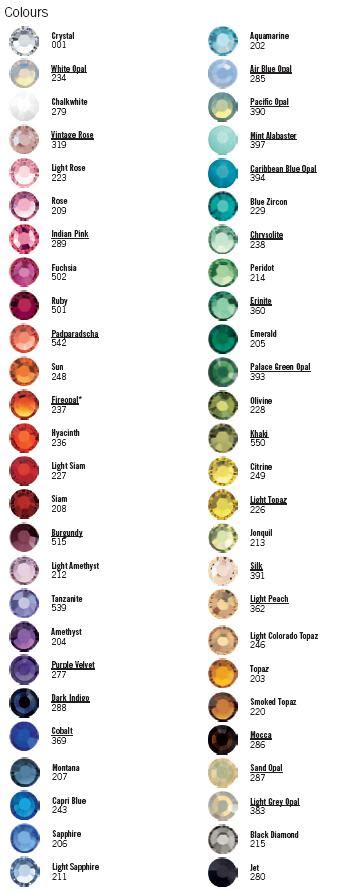 Swarovski Crystal Color Chart