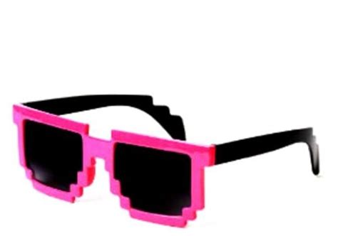 Pixelated Sunglasses Novelty Nerd Geek Gamer Pixel Colored Frame Black Lenses Ebay