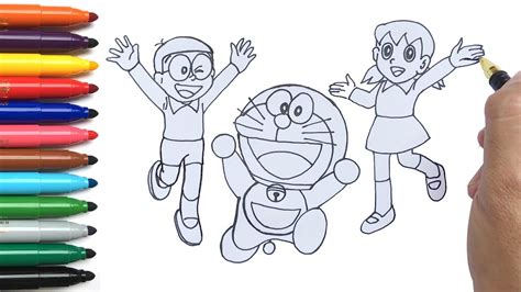 Cara Menggambar Doremon Nobita Dan Shizuka Menggambar Dan Mewarnai