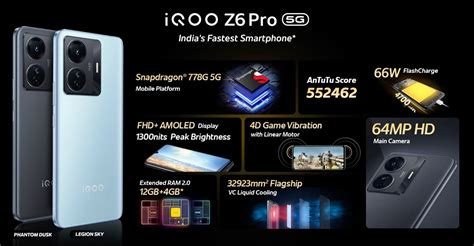 Iqoo Z6 Pro 5g With Qualcomm Snapdragon 778g And 66w Flashcharge