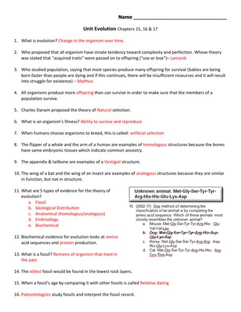 Types Of Evolution Worksheet Nidecmege Anatomy Worksheets