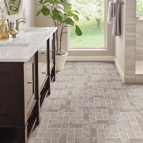 Brick Modular Gray Vinyl Tile | Vinyl flooring kitchen, Vinyl sheet