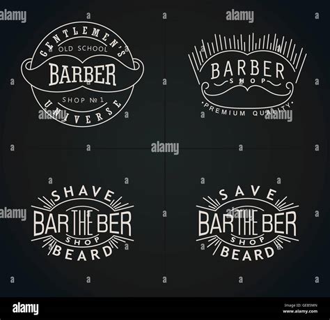 Bundle Of Four Retro Emblems For Barber Shop Stock Vector Image And Art