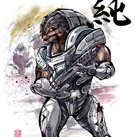 Grunt From Mass Effect Sumie Style Mass Effect Art Mass Effect Mass