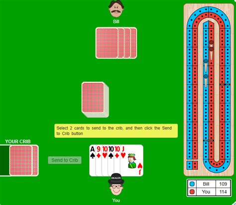 You can play free online cribbage at this site. Test Your Skills/Cribbage