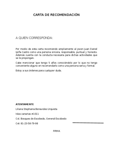 Ejemplo De Carta A Quien Corresponda Colección De Ejemplo 951