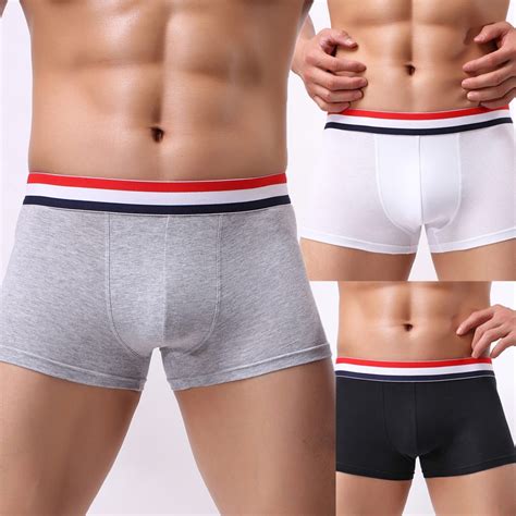 Fashion Sexy Men S Boxer Solid Cotton Breathable Mens Elastic Underwear