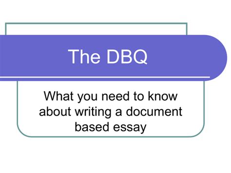 Dbq Essay Explanationpeer Grading Exercise