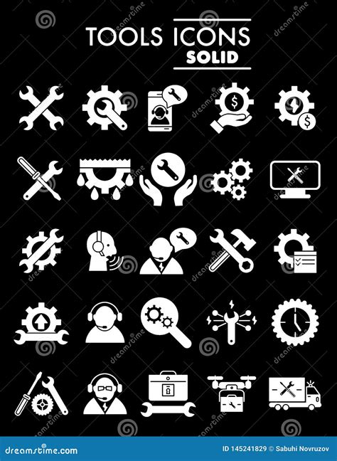 Set Of Tools Icons Vector Engineer Icons Repair Concept Thin Linear