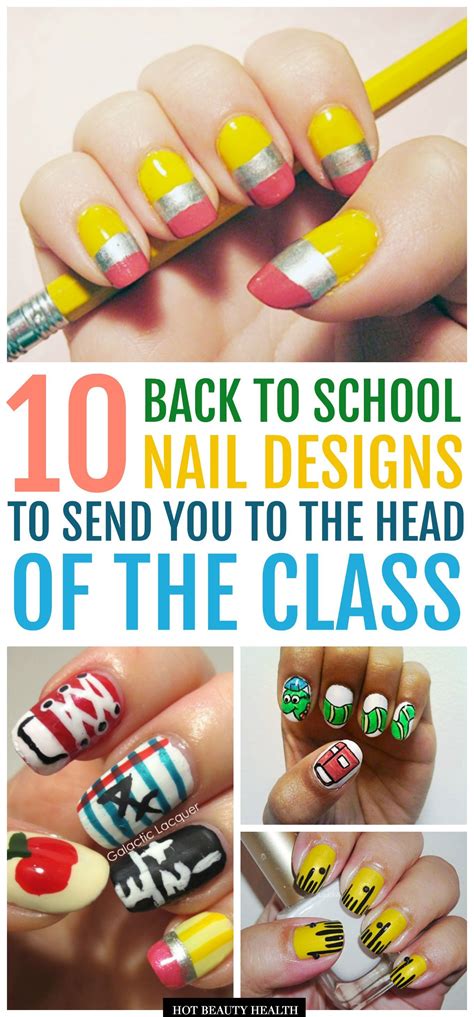 10 Cute Back to School Nail Designs | School nails, Back to school nails, School nail art