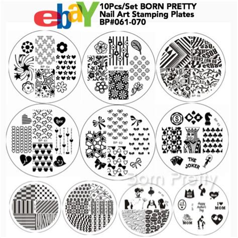 10pcsset Born Pretty Nail Art Stamping Plates Bp 61 Bp 67 Bp 70