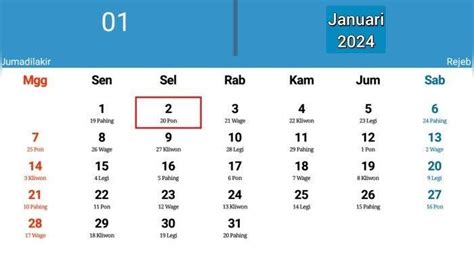 Kalender Jawa Besok Jumat 19 Januari 2024 Tanggalan Jawa Jumat Kliwon