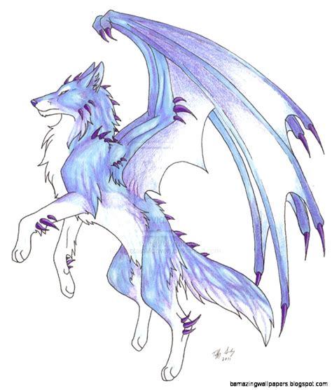 Blue Anime Wolf With Wings Wallpapers Gallery