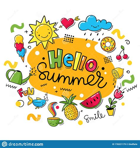 Summer Vector Card Design With Summer Symbols And Text Stock Vector ...