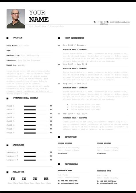 Infographic Resumecv Template Download For Word