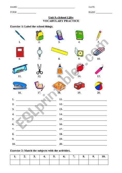 School Life Vocabulary And Grammar Practice Esl Worksheet By Kristina