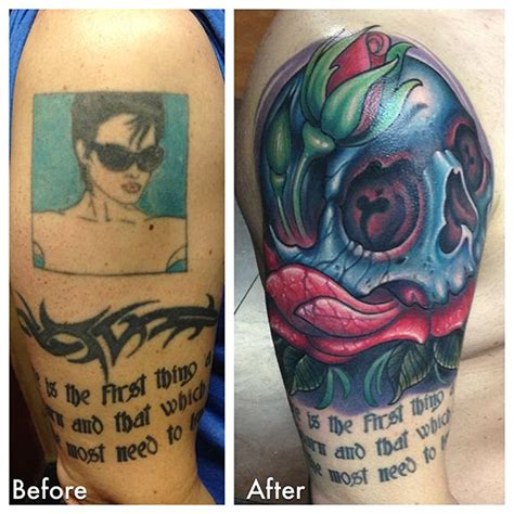 Blue Skull And Rose Cover Up By London Reese Tattoonow