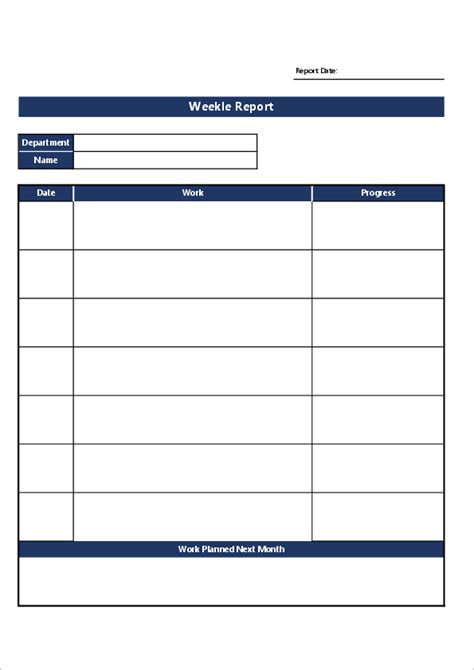 Free Report Templates Of Weekly Report Template Free Formats Excel Word