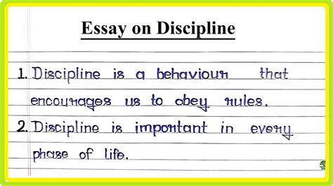 Essay On Discipline In English Write An Essay On Discipline