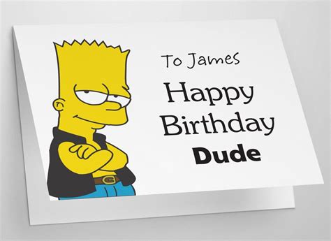 Bart Simpson Birthday Card Personalised 3 Versions To Choose Etsy