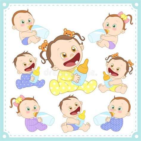 Vector Illustration Of Baby Boys And Baby Girls Stock Vector