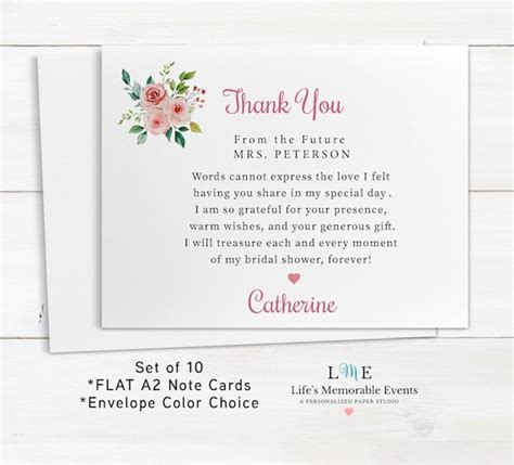 Bridal Shower Thank You Cards From The Future Mrs Stationery Flat