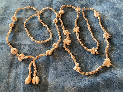 2 Vintage Cowrie Shell Necklace Sets Hawaii Luau Party Lei Etsy