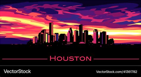 Houston Skyline Royalty Free Vector Image Vectorstock