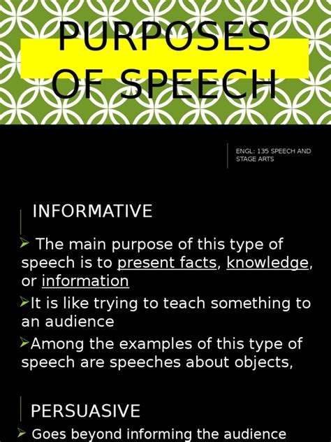 Purposes Of Speech Public Speaking Audience