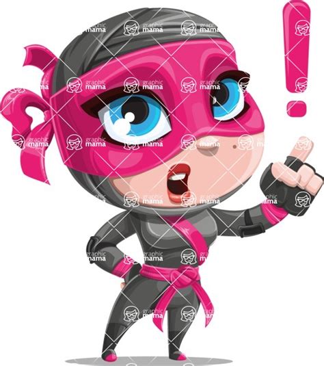 Cute Ninja Girl Cartoon Vector Character Aka Hiroka Attention