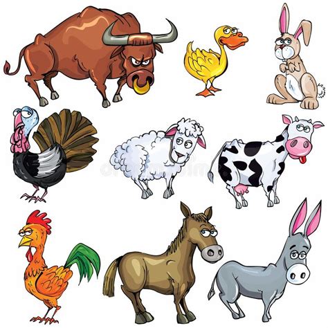 Cartoon Set Of Farm Animals Stock Vector Illustration Of