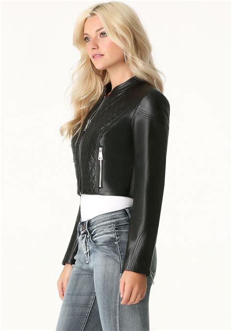 Lyst Bebe Faux Leather Crop Jacket In Black