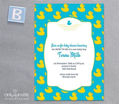 Free Printable Rubber Ducky Baby Shower Invitations Rubber Ducky Baby